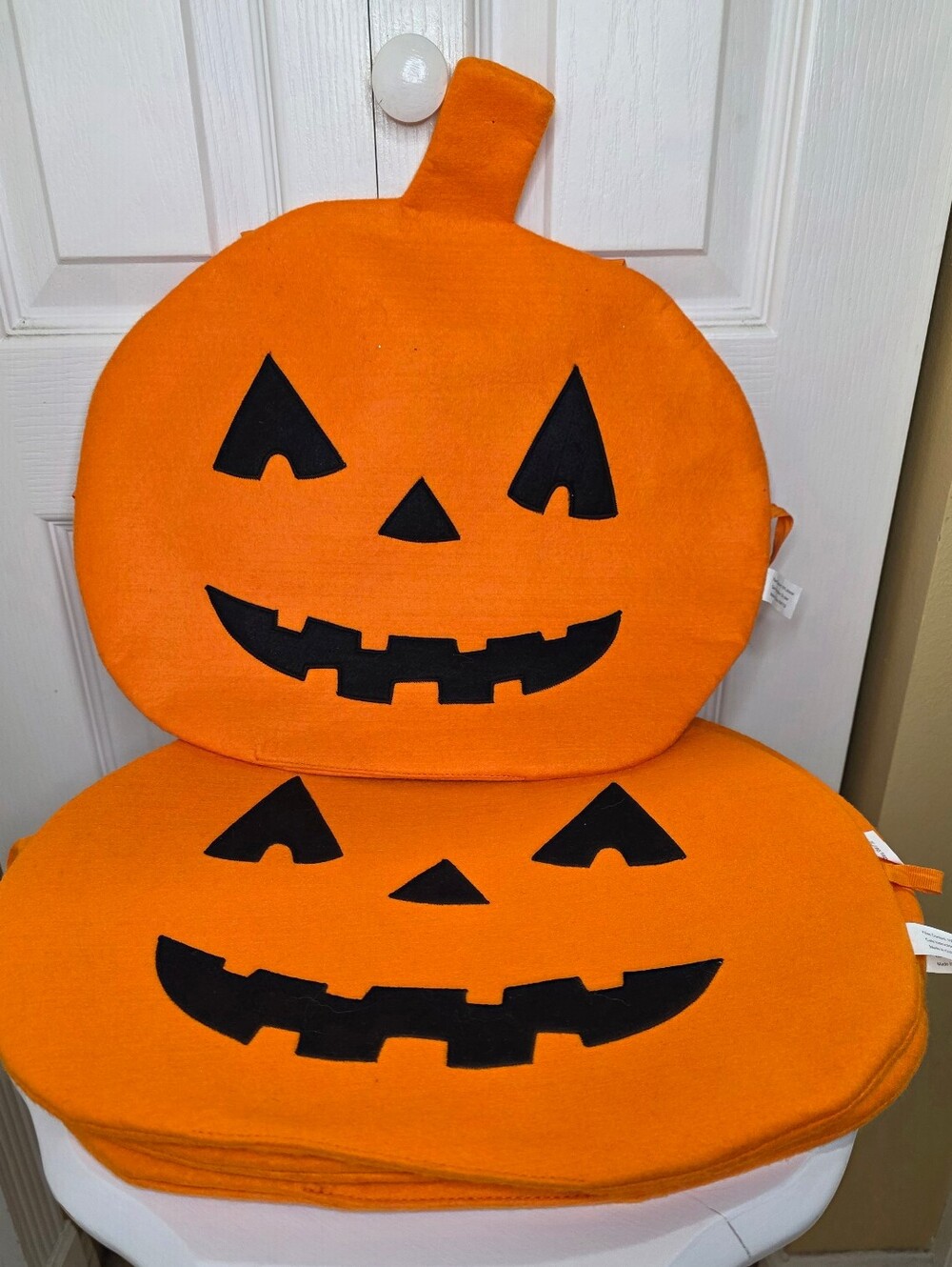 Set Of 4 Halloween Jack-o-Lantern Decorative Chair Cover Orange Black